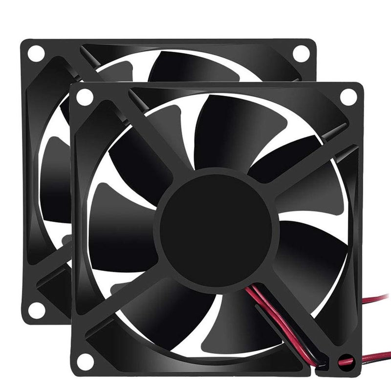 DORHEA 2Pcs 12V 3.14in 0.98in 80mm x 80mm x 25mm DC Fan 8025 Brushless Cooling for PC Computer Case CPU Coolers Radiators 2pin - Image 1